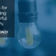 Photo of a lightbulb with a blue overlay box to the left hand side of the image that has "5 Tips for Defining Powerful USPs" written on it.