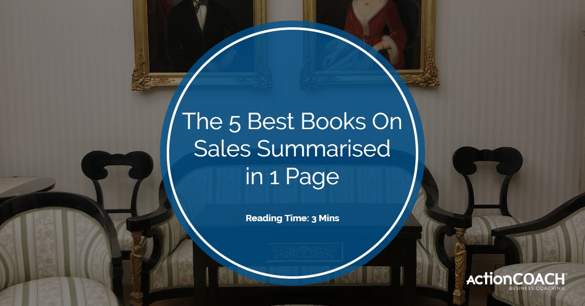 Image of some chairs in a fancy room with The 5 Best Books On Sales Summarised in 1 Page