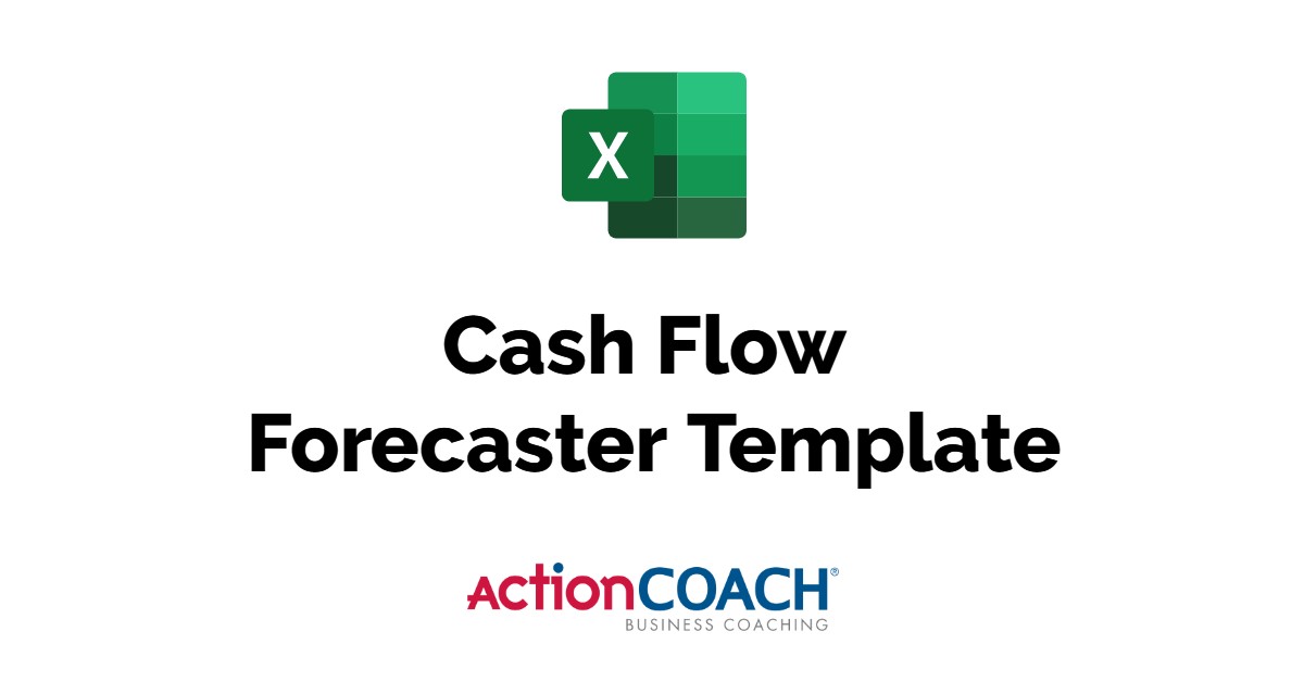 Image with an Excel logo and the words Cash Flow Forecaster Template